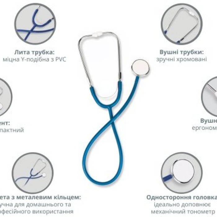 Стетоскоп із односторонньою головкою B.Well WS-1 синій