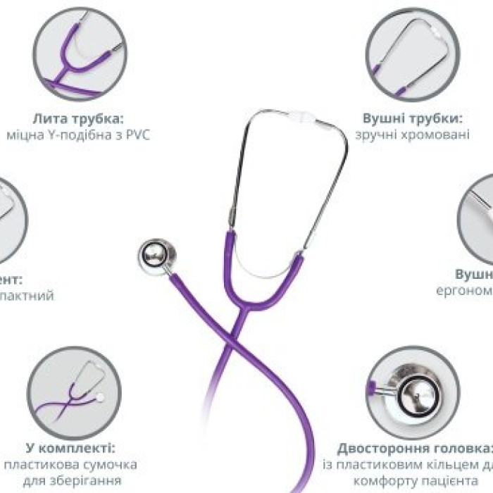 Стетоскоп із двосторонньою головкою B.Well WS-2 фіолетовий