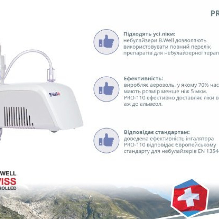 Компресорний інгалятор небулайзер B.Well Basic PRO-110