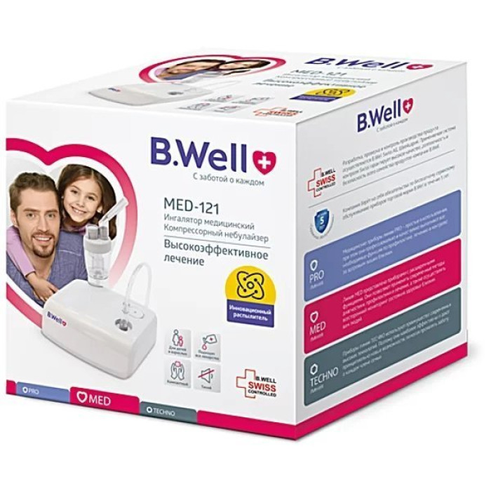Компресорний інгалятор небулайзер із адаптером B.Well Family MED-121