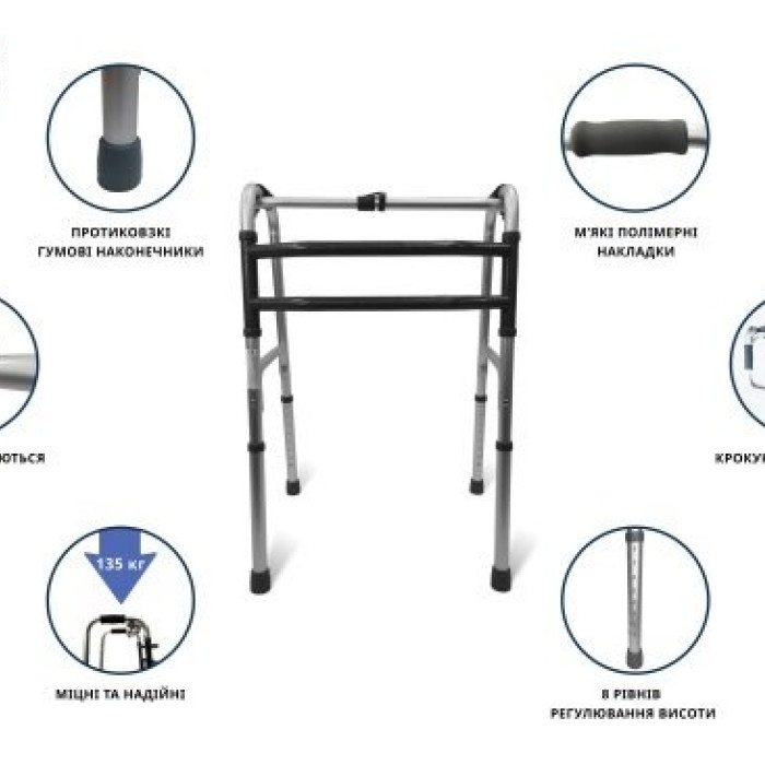 Ходунки крокуючі складані дорослі Doctor Life 10188