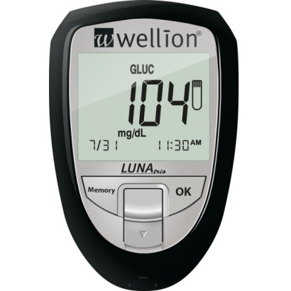 Набор для тестирования уровня глюкозы, холестерина и мочевой кислоты Wellion LUNA trio черный WELL603TBUAMM