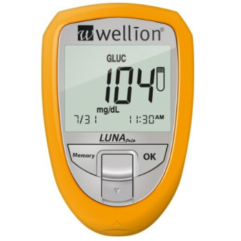 Набор для тестирования уровня глюкозы, холестерина и мочевой кислоты Wellion LUNA trio желтый WELL603TYUAMM