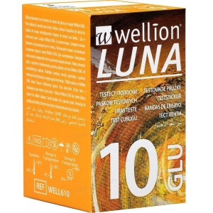 Тест смужки для тестування рівня глюкози у крові Wellion Luna WELL610, 10 штук