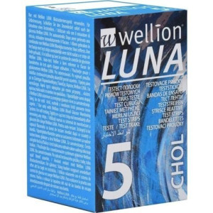 Тест смужки для тестування рівня холестерину в крові Wellion Luna WELL611CHOL, 5 штук