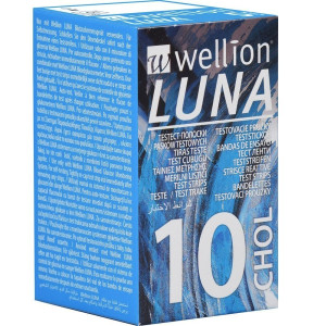 Тест смужки для тестування рівня холестерину в крові Wellion Luna WELL610CHOL, 10 штук 