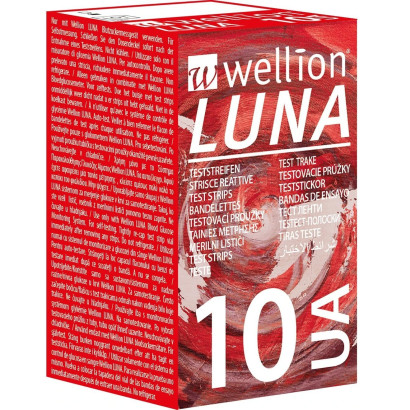 Тест полоски для тестирования уровня мочевой кислоты в крови Wellion Luna WELL610UA, 10 штук 
