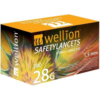 Безопасные ланцеты Wellion 28 г (G), 200 штук, WELL228-1,5R