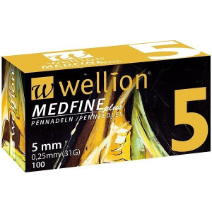 Голки для інсулінових шприц-ручок Wellion MEDFINE plus 0,25 (mm) (31G) x 5 мм, упаковка 100 шт. WELL105EO