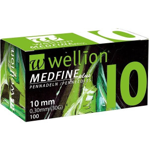 Голки для інсулінових шприц-ручок Wellion MEDFINE plus 0,30 (mm) (30G) x 10 мм, упаковка 100 шт. WELL110EO