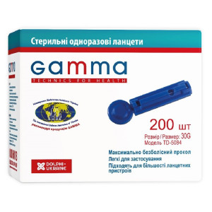 Ланцети для ланцетних пристроїв TD-5084 GAMMA одноразові стерильні 200 шт.
