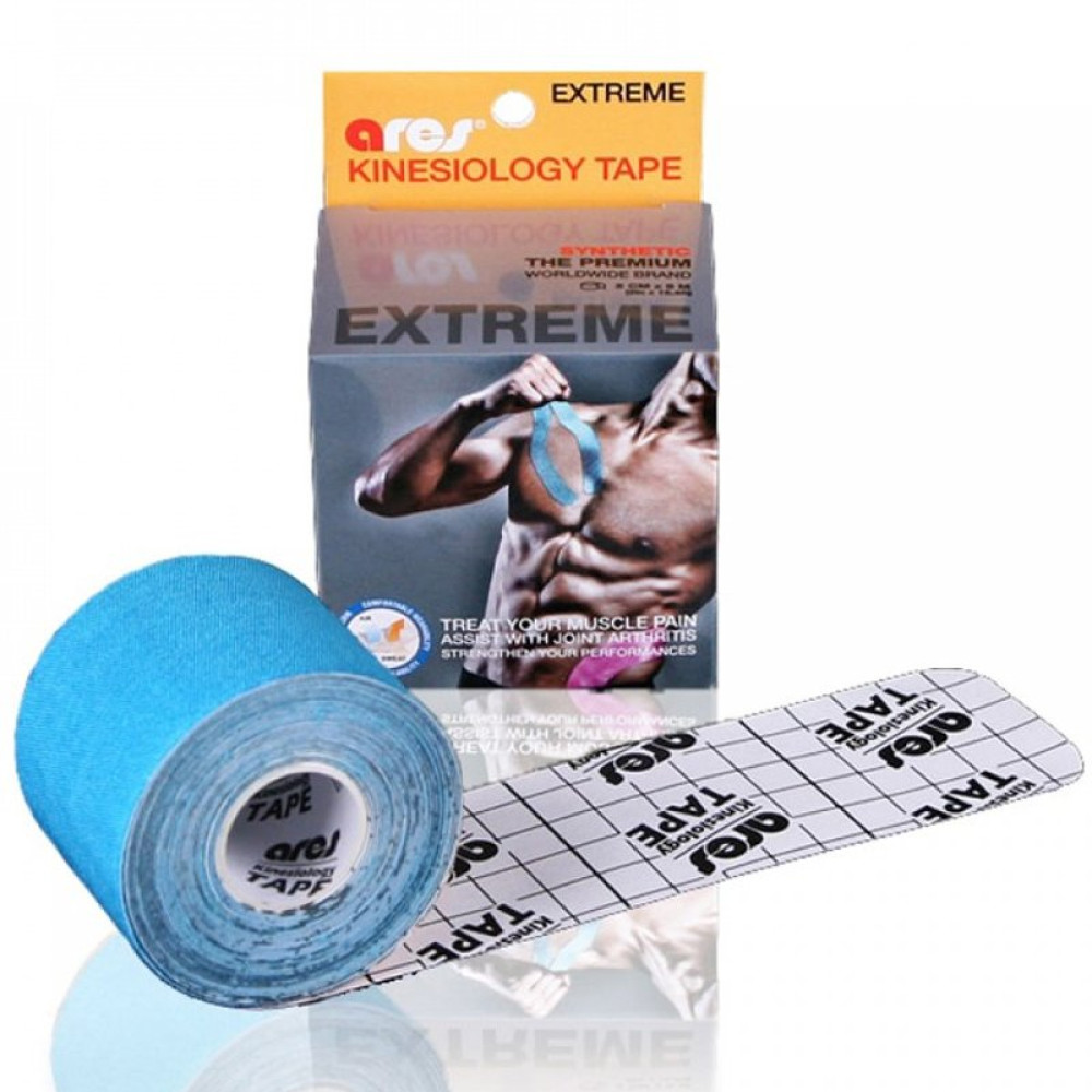 Эластичный Кинезиологический пластырь Арес Экстрим 5см*5 м (Голубой)