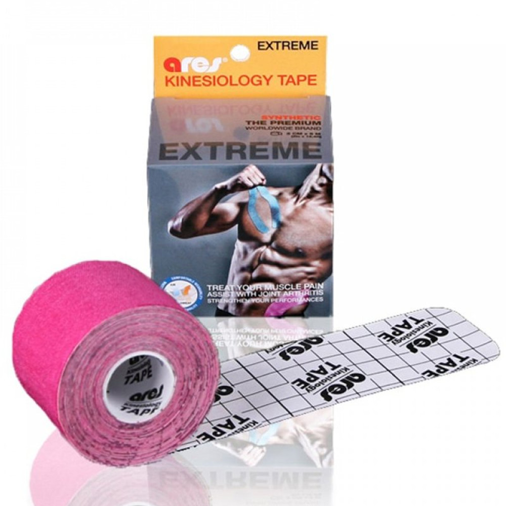 Эластичный Кинезиологический пластырь Арес Экстрим 5см*5 м (Розовый)