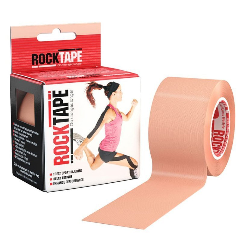 Эластичный Кинезиологический пластырь ROCKTAPE 5см*5 м (Телесный)