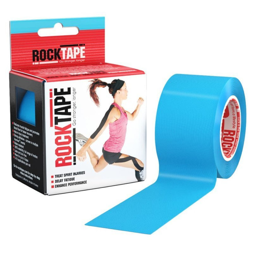 Эластичный Кинезиологический пластырь ROCKTAPE 5см*5 м (Голубой)