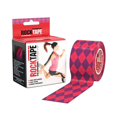 Еластичний кінезіологічний пластир ROCKTAPE Десіжн 5см*5 м  (Pink Argyle)