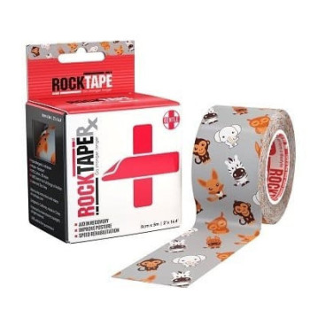 Эластичный кинезиологический пластырь ROCKTAPE RX (для нежной кожи) 5см*5 м (Animals)