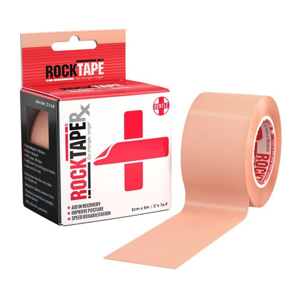 Эластичный кинезиологический пластырь ROCKTAPE RX (для нежной кожи) 5см*5 м (Beige)