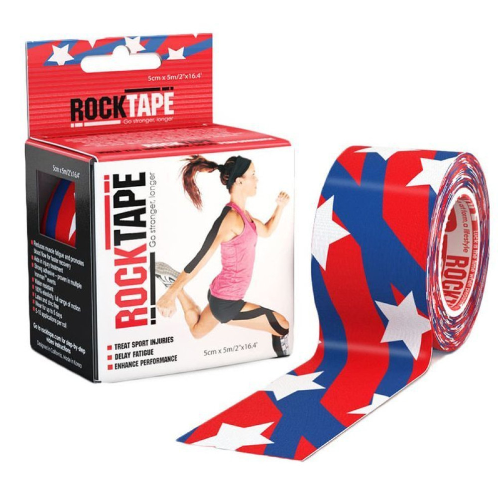 Эластичный Кинезиологический пластырь ROCKTAPE Десижн 5см*5 м (USA flag)