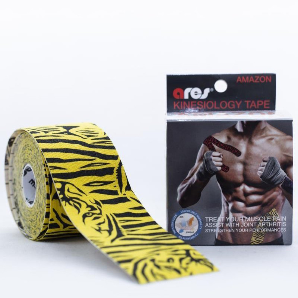 Эластичный Кинезиологический пластырь Арес Амазон 5см*5 м Ares Kinesio Tape Amazon (Tiger)