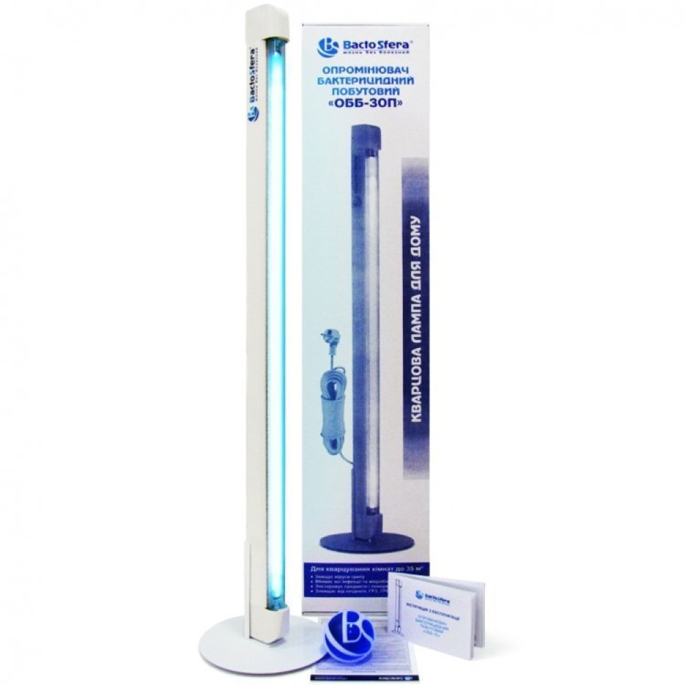 Бактерицидний опромінювач BactoSfera OBB 30P OZONE FREE: 9000 ч