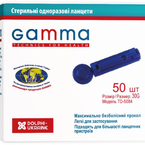 Ланцети для ланцетних пристроїв TD-5084 GAMMA одноразові стерильні 50 шт.