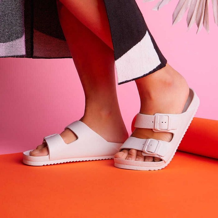 Шлепанцы женские с ремешками COQUI KONG (8302 Ivory Eco) серый ДОСТУПЕН ТОЛЬКО САМОВЫВОЗ