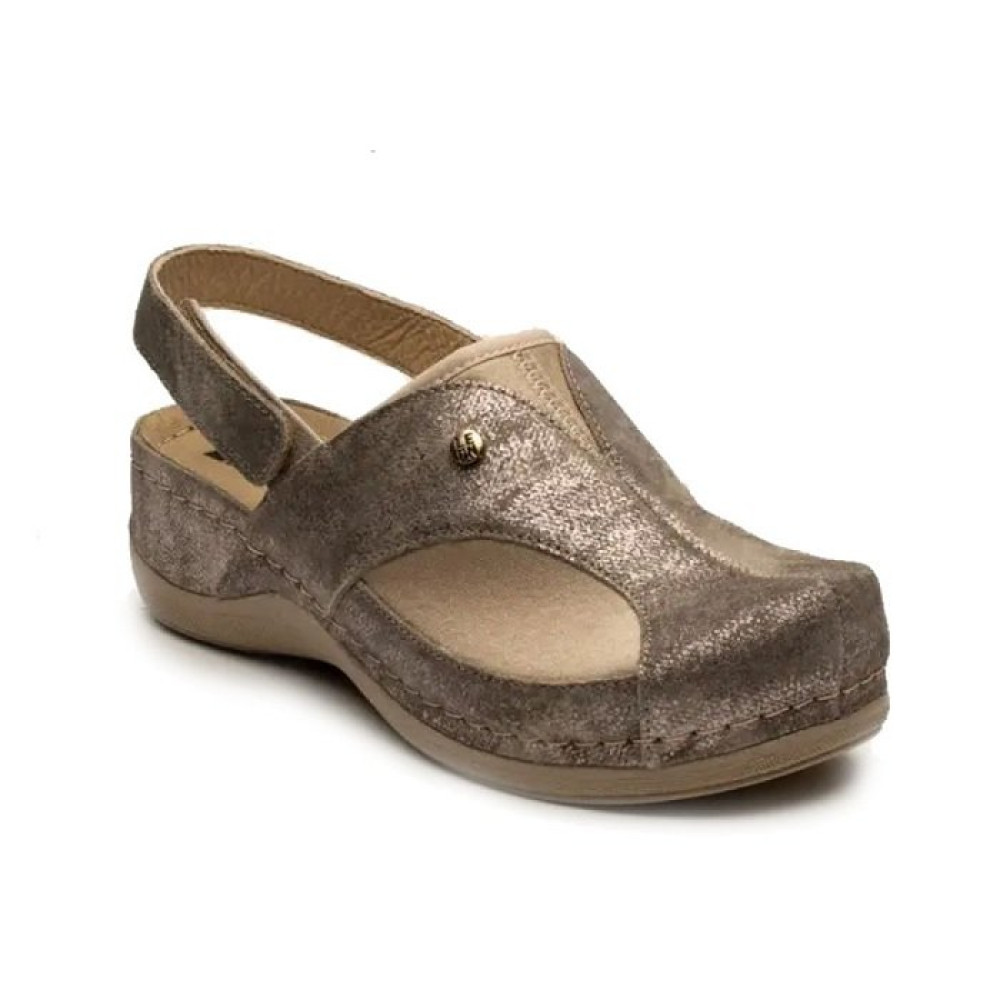 Сабо женские Leon 913 серый блеск