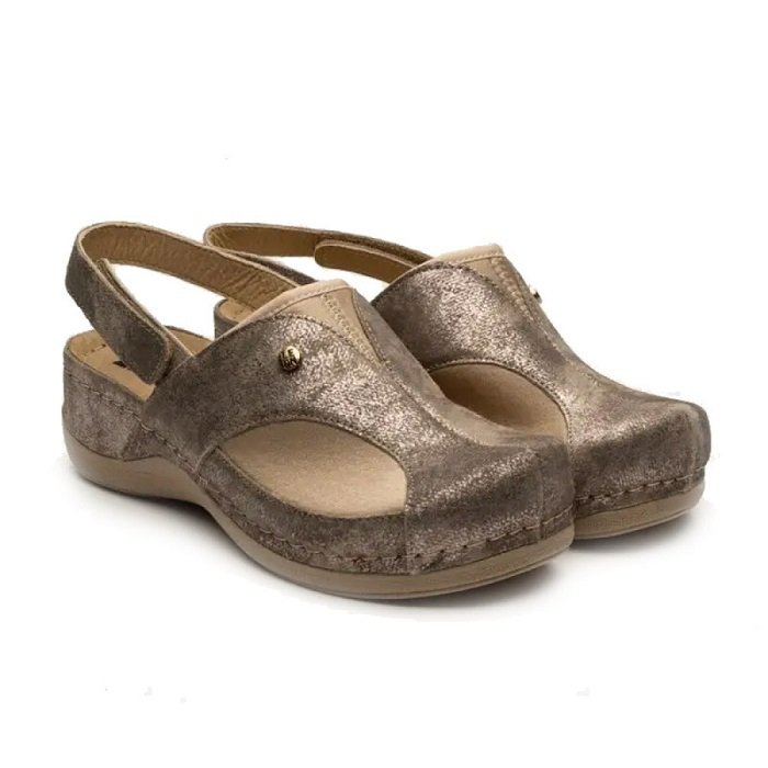 Сабо женские Leon 913 серый блеск