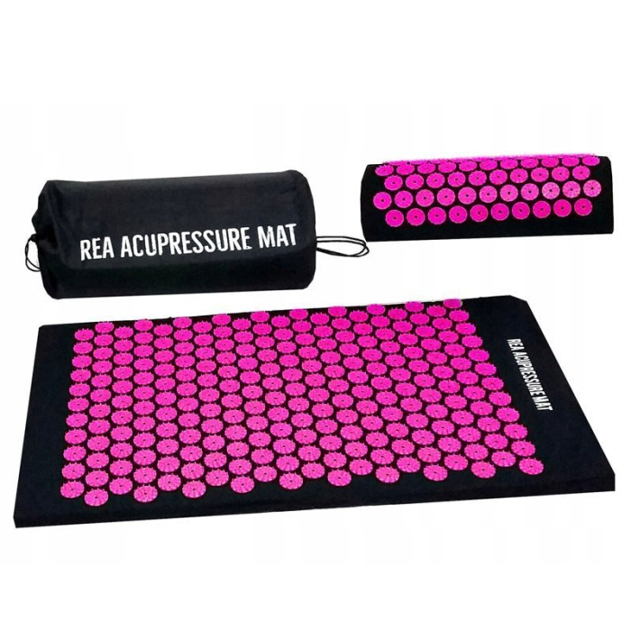 Акупунктурный массажный коврик с подушкой (розовый) REA-ACUP-МАТ-P