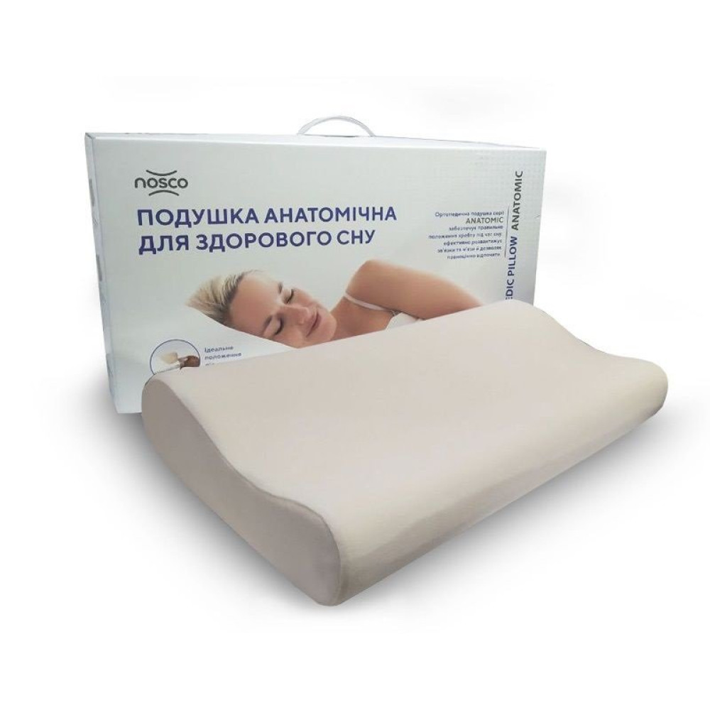 Подушка ортопедическая с эффектом памяти NOSCO ANATOMIC STANDART PLUST 17014