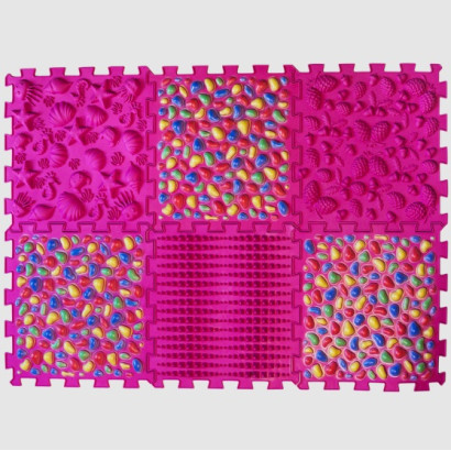 Килимок масажний Ортек "Пазли Мікс" 6 елементів "Кольорова Галька" Olvi 11361