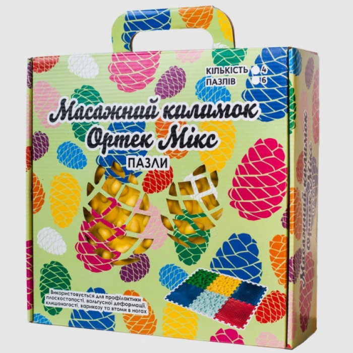 Коврик массажный Ортек "Пазлы Микс" 6 элементов "Цветная Галька" Olvi 11361