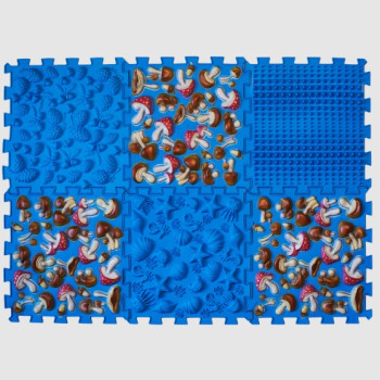 Килимок масажний Ортек "Пазли Мікс" 6 елементів "Кольорові Грибочки" блакитний Olvi 11361