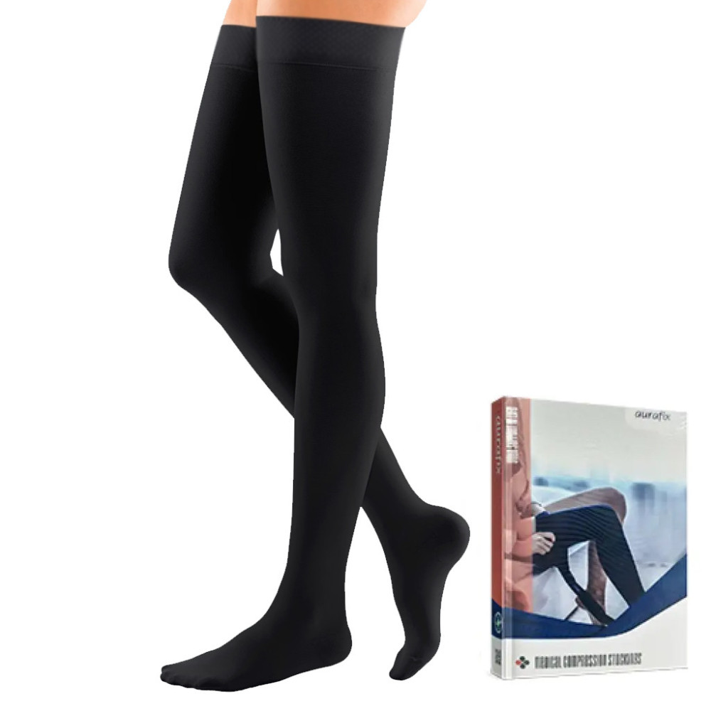 Компрессионные чулки Aurafix AV-103 с закрытым носком 1 класс, черные
