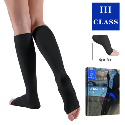 Компрессионные гольфы Venoflex Secret 5930 01, 3 класс компрессии с открытым носком (Thuasne, Тюан) - черный