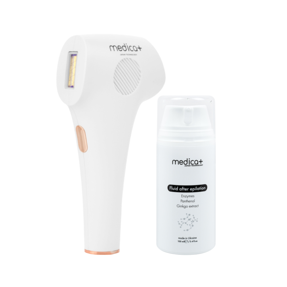Набір Фотоепілятор MEDICA+ Haircleaner 8.0 + Флюїд після епіляції MEDICA+ Fluid after epilation