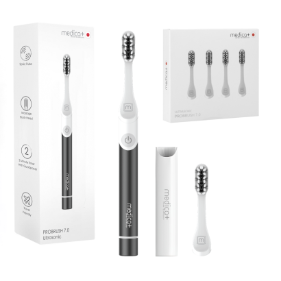 Звукова зубна щітка MEDICA+ ProBrush 7.0 Compact Black + Насадки (4 шт)