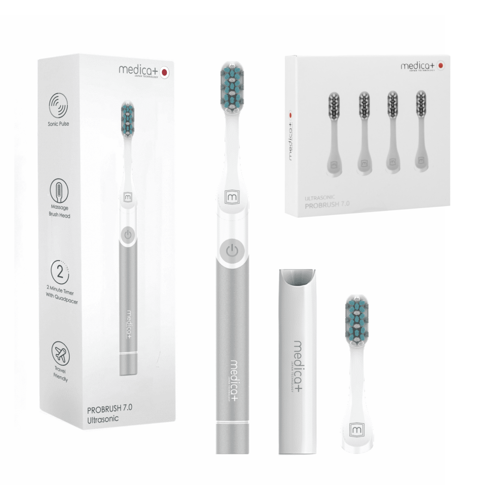 Звукова зубна щітка MEDICA+ ProBrush 7.0 Compact Silver + Насадки (4 шт)