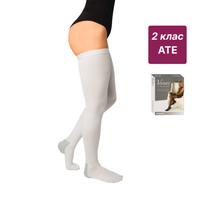Чулки компрессионные медицинские 2 класс (белый) ATE Антиэмболические