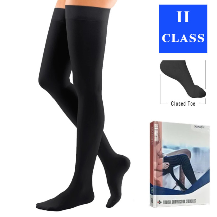 Компрессионные чулки Aurafix AV-109 с закрытым носком 2 класс, черные