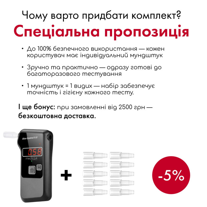 Алкотестер електрохімічний MEDICA+ Alco Control 9.0 PRO