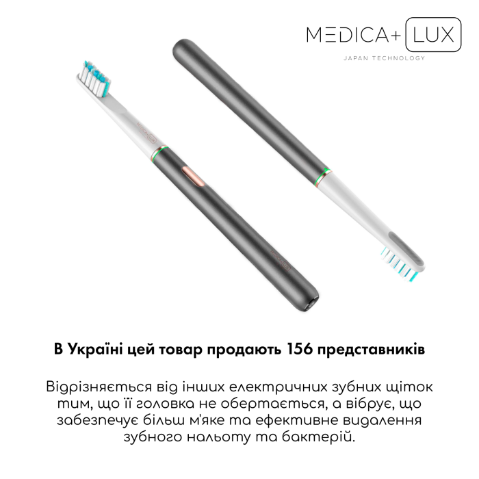 Відбілювальна звукова зубна щітка MEDICA+ Lux 10ХN Portable Grey