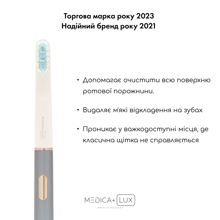 Відбілювальна звукова зубна щітка MEDICA+ Lux 10ХN Portable Grey