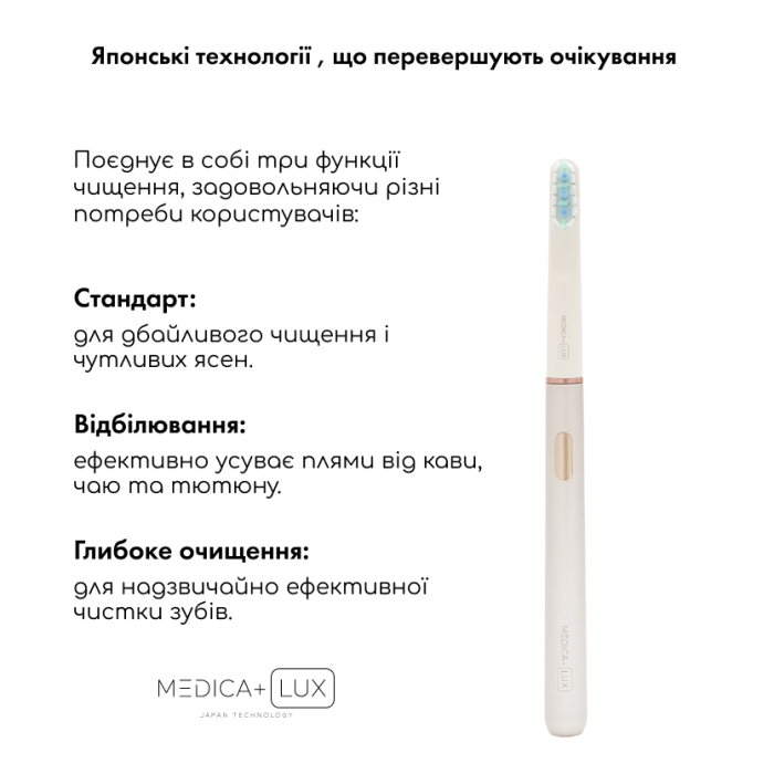 Відбілювальна звукова зубна щітка MEDICA+ Lux 10ХN Portable Silver