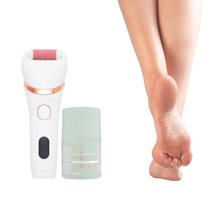 Набір Електрична роликова пилка-пемза 4в1 MEDICA+ BodyControl 4v1 +  Інтенсивний крем для п'ят від тріщин та сухості