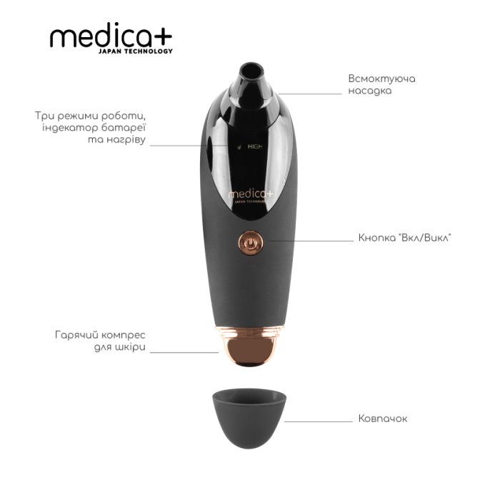 Набір Вакуумний очищувач шкіри та пор SKINCLEANER 9.0 BL + Гідратуючий гель Hydration Gel + Заспокійлива маска для обличчя Medica+ Soothing Mask