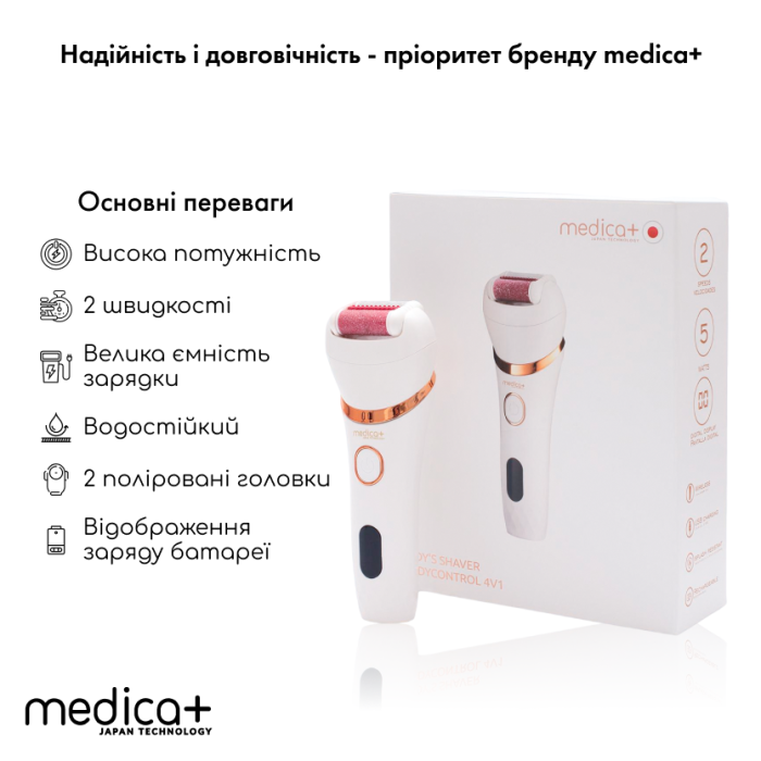 Набір Електрична роликова пилка-пемза 4в1 Medica+ BodyControl 4v1 + Триммер Електростанок 5в1 Medica+ G-Trimmer 5v1