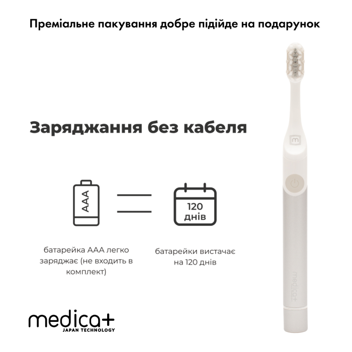 Звукова зубна щітка MEDICA+ ProBrush 7.0 Compact Silver + Насадки (4 шт)