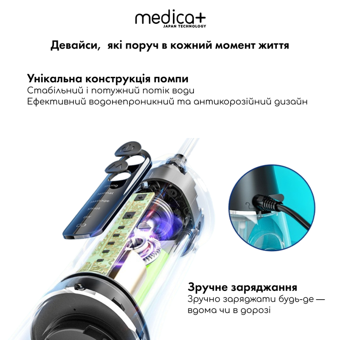 Портативний іригатор MEDICA+ WaterPuls 8.0 Black